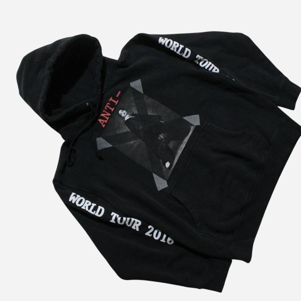 Womens Rihanna Anti 2016 North American Tour Black Pullover Hoodie